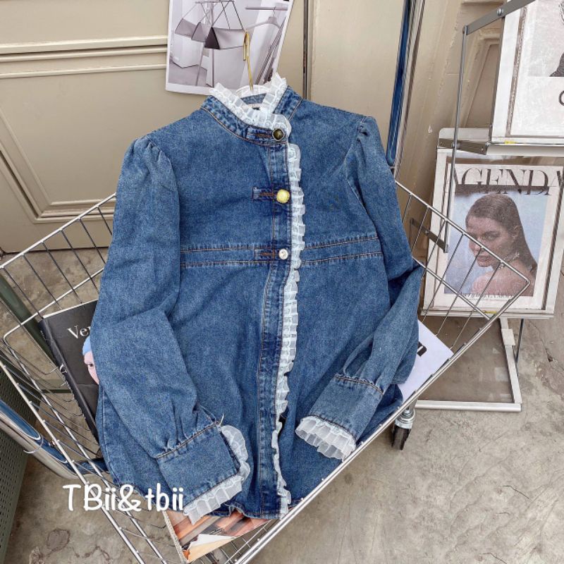 Áo sơmi jean viền bèo hàng QCL1