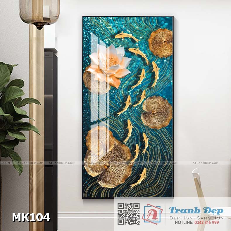 Tranh mica cao cấp Cá trong đầm sen - MK104