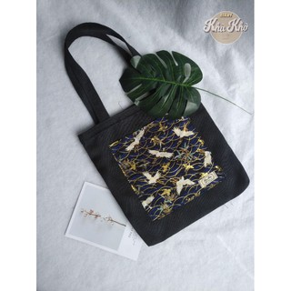 TÚI TOTE HANDMADE HỌA TIẾT SÓNG XANH NHẬT BẢN ảnh shop tự chụp