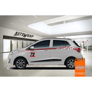 Tem họa tiết xe i10 Moto Company - Tem họa tiết ô tô Hyundai, tem dán sườn xe thể thao