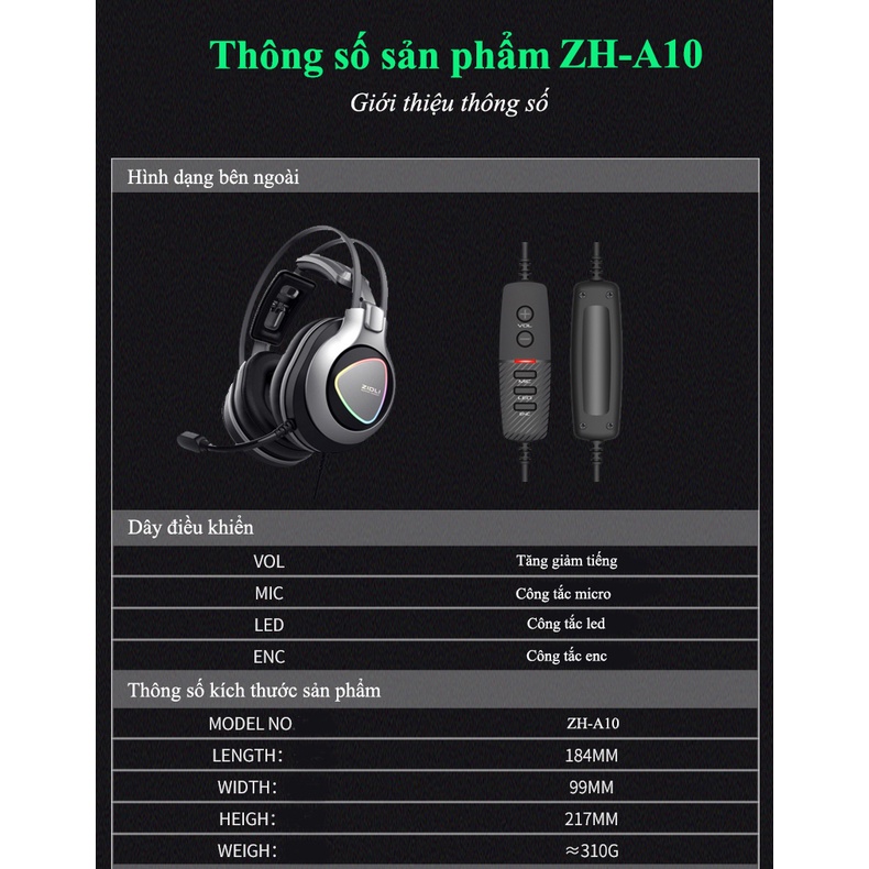 Giá siêu rẻ Tai nghe ZIDLI zcore ZH-A10 7.1 RGB Full Box - Hàng chính hãng