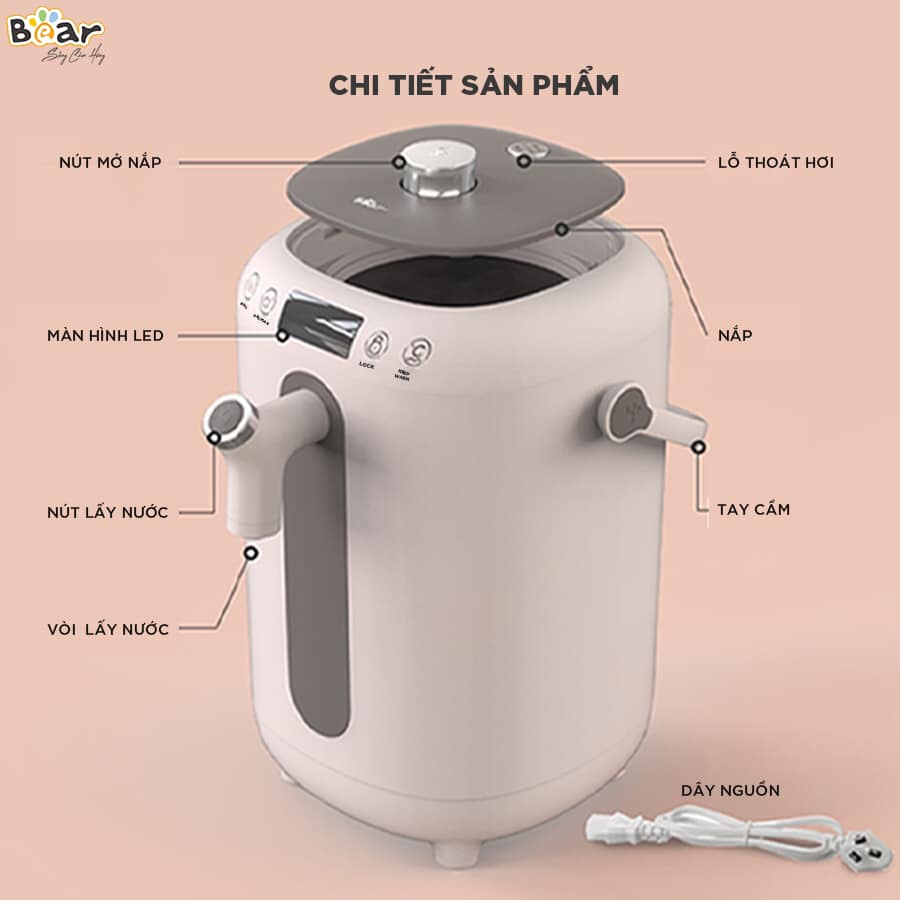 Bình đun nước nóng giữ nhiệt Bear KE-B30V1 bản Quốc Tế Dung tích 3 Lít hàng chính hãng