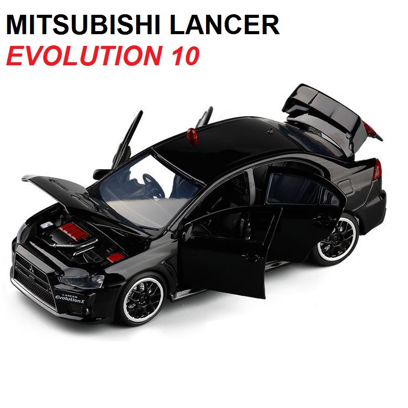 Xe mô hình ô tô Mitsubishi Lancer Evolution X tỉ lệ 1:32 xe mô hình làm bằng kim loại có đèn và âm thanh cảnh sát