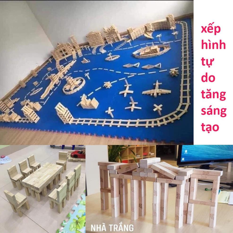 Bộ Rút Gỗ Đồ Chơi Xếp Hình LOẠI TO Domino Montessori Rèn Luyện Trí Thông Minh Tránh Xa Điện Thoại (54 Thanh Cỡ Lớn)