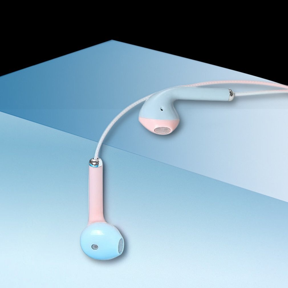 Tai Nghe Nhét Tai Thể Thao Có Dây Màu Hồng Macaron Dễ Thương Có Dây Điều Khiển Phổ Biến