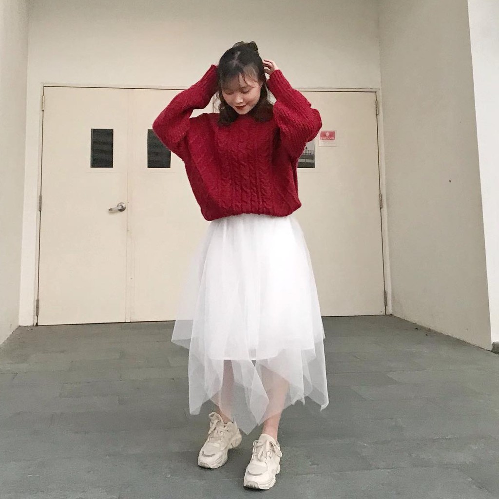 Chân váy đi chơi dự tiệc splited skirt chân váy tulle cắt xẻ caocaobycaochen