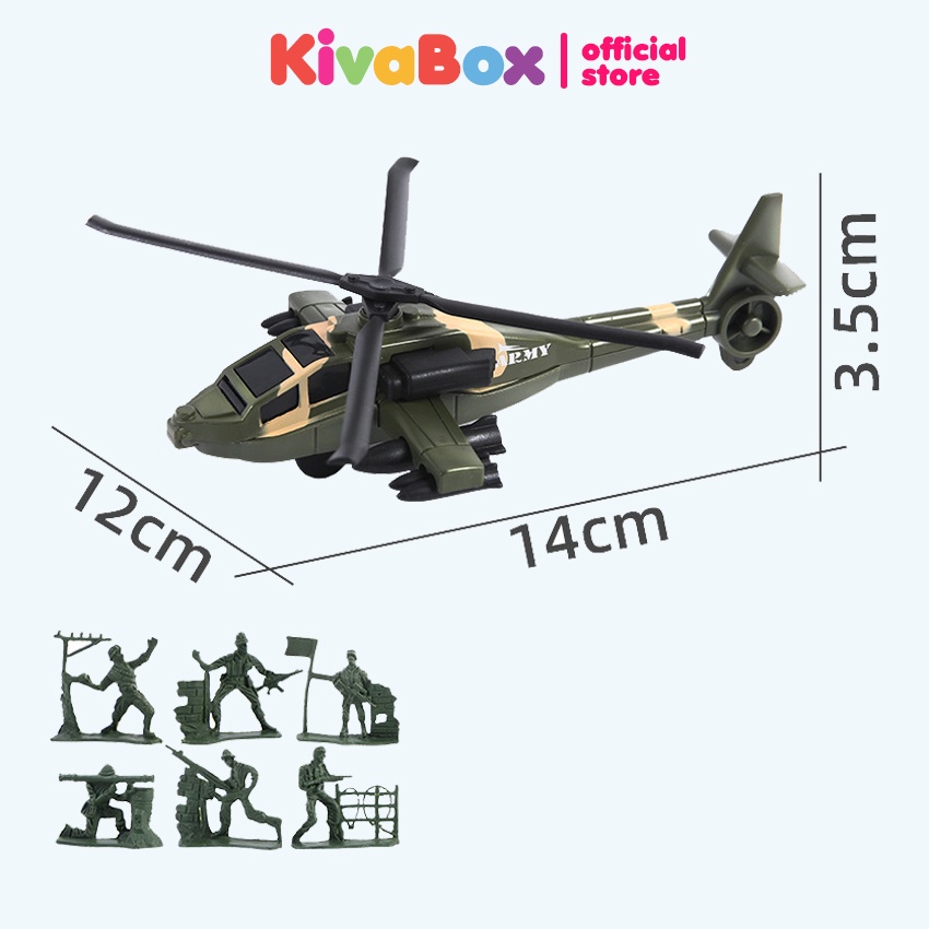 Mô hình xe tăng đồ chơi Kivabox đồ chơi mô hình, 6 xe quân sự chất liệu hợp kim