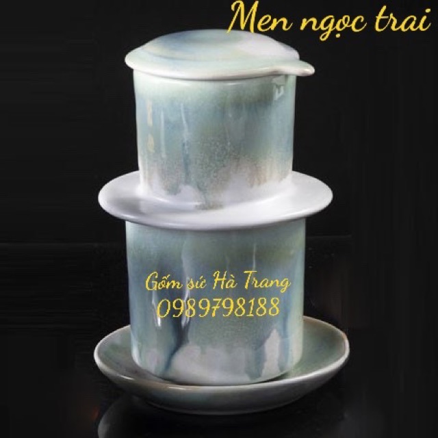 Phin pha cafe gốm sứ Bát Tràng cao cấp không chì men hoả biến thiên thanh, ngọc trai , hồng tuyết trà