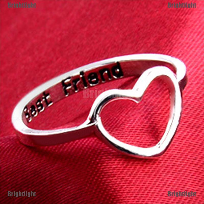 [Bright] Best Friends Heart Finger Ring Knuckle Ring Friend Love Jewelry Gifts Unisex [Light]