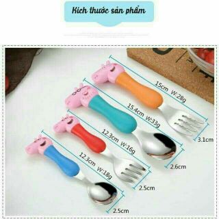 Bộ thìa dĩa inox heo peppa cho bé
