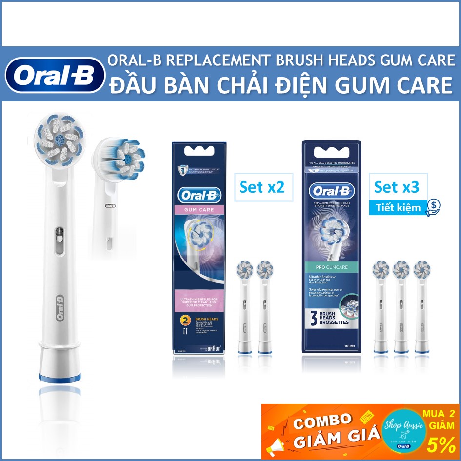 Đầu bàn chải điện Oral-B Braun - Đầu Gum Care - Lông chải siêu mỏng làm sạch răng bảo vệ nướu [Made In Germany]