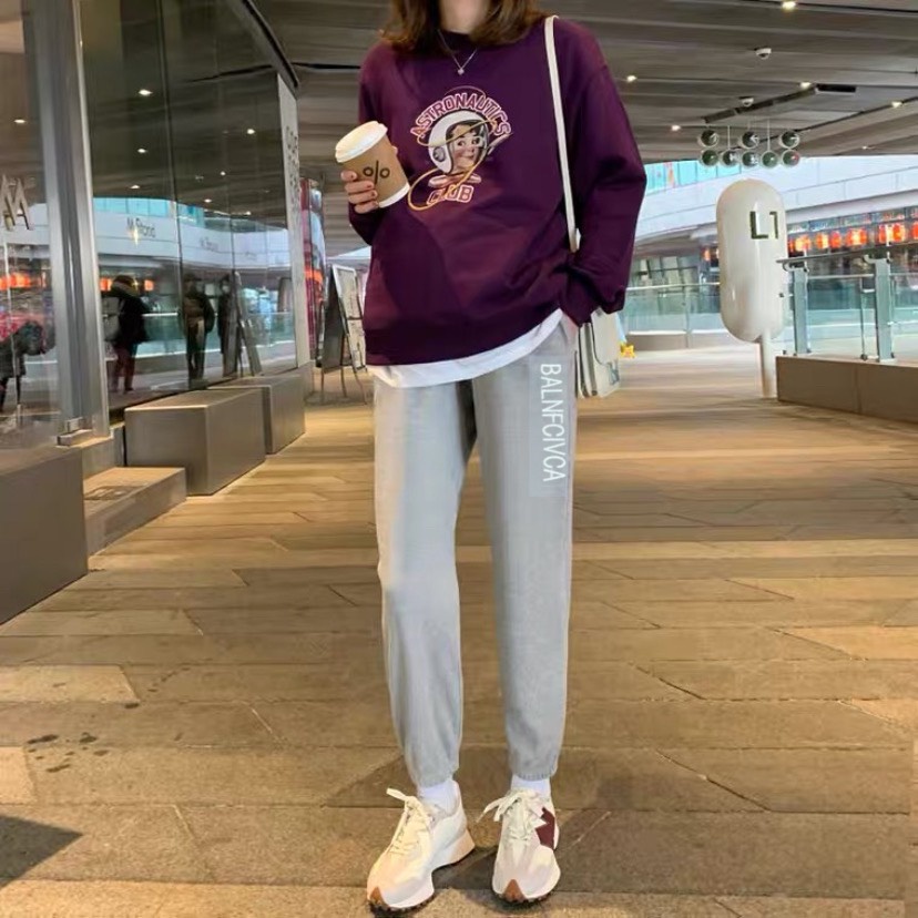 Quần bầu jogger bo gấu chất tổ ong  thêu chữ - Quần bầu jogger thể thao unisex dày dặn phong cách Ulzzang