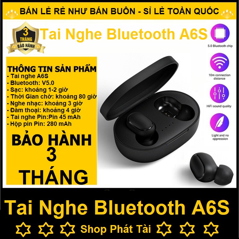 Tai Nghe Bluetooth XiaoMi A6S Nội Địa Trung Quốc, Tặng Kèm 3 Bộ Núm Tai Nghe S,M,L, Bảo Hành 6 Tháng