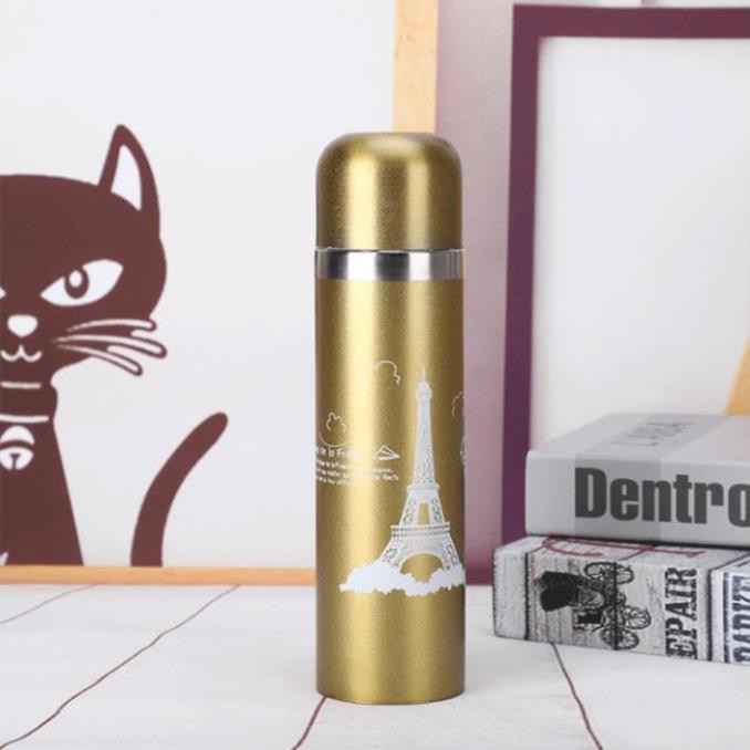 Bình Giữ Nhiệt 500ml Hình Tháp Eiffel Thiết Kế Đơn Giản Tinh Tế