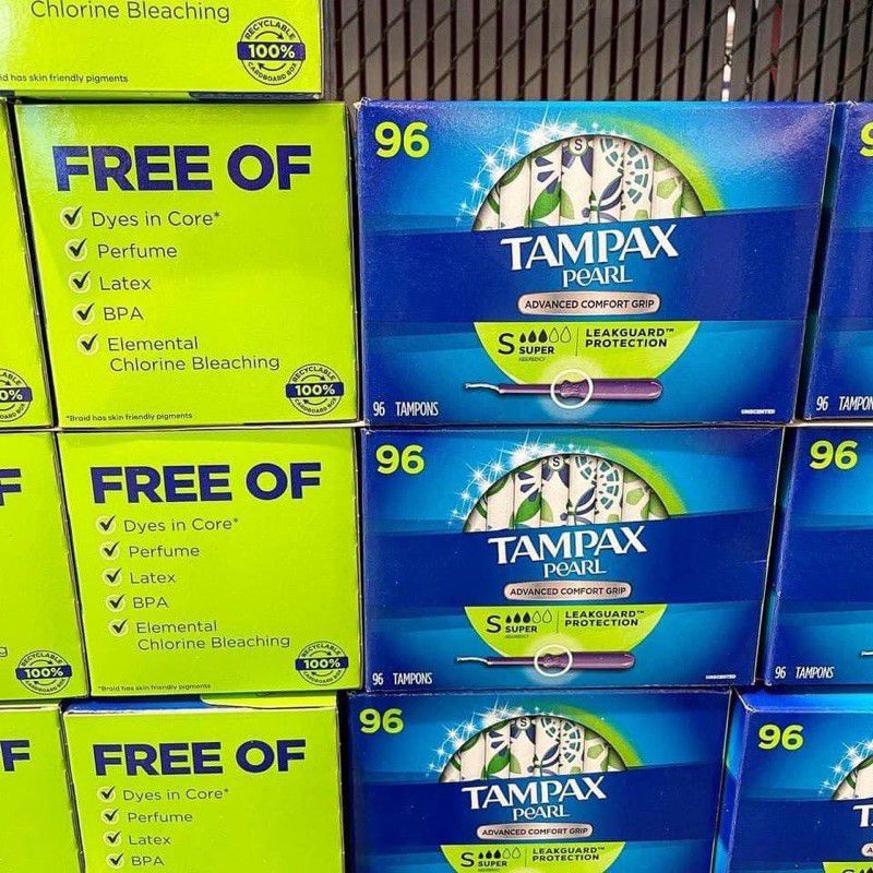 Tampon Tampax Pearl 96 ống của Mỹ - Băng vệ sinh dạng ống