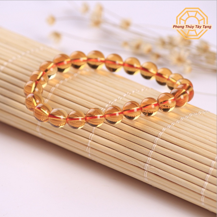 Vòng tay phong thủy màu vàng tài lộc thịnh vượng nam nữ mệnh Thổ Kim - tặng hộp gỗ cao cấp - Phong Thủy Tây Tạng