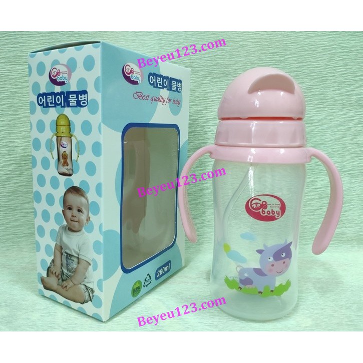 Bình nước ống hút GB Baby 260ml cho bé - Bình tập hút nước hình chim cánh cụt