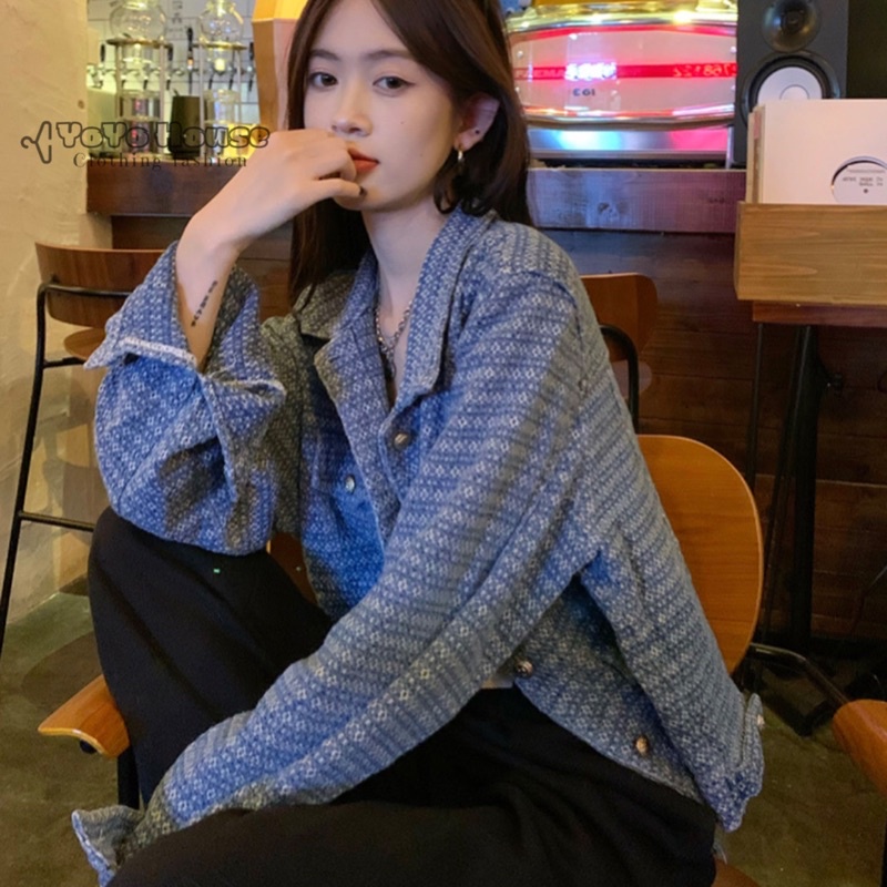 Áo khoác denim mỏng dáng ngắn cài khuy thời trang thu đông 2022