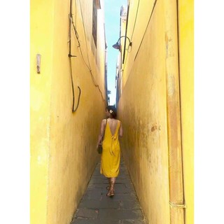 Đầm maxi vàng nơ lưng H3321 (+hình thật)