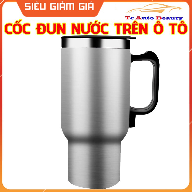 Cốc đun nước, bình giữ nhiệt trên ô tô bằng inox dung tích 500ml -TC AUTO