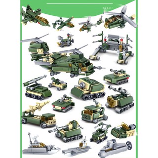 Bộ lắp ráp, xếp hình 16 trong 1 máy bay quân đội
