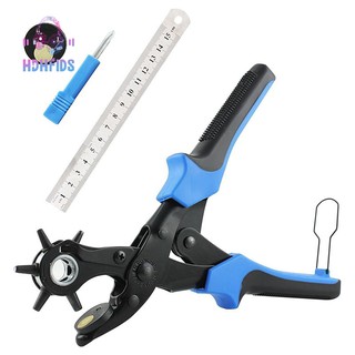 Dụng cụ đục lỗ tròn 2 lỗ và thước kẻ