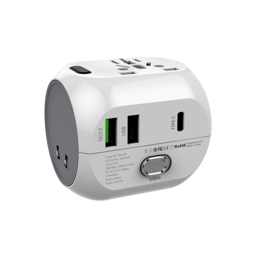 Worldwide Universal Travel Adapter Plugs Sockets Converter EU/UK/US/AUS Plug with USB Type C AC Power Charger Adapter