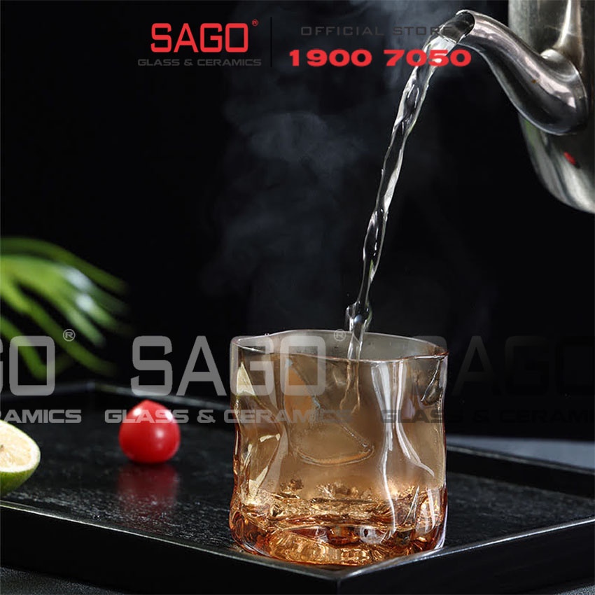 Ly Thủy Tinh Apple Green Wave Shiny whisky Glass 280ml | Tùy Chọn Màu