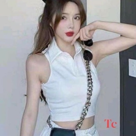 Áo croptop ba lỗ cổ bẻ Siêu đẹp 🤩