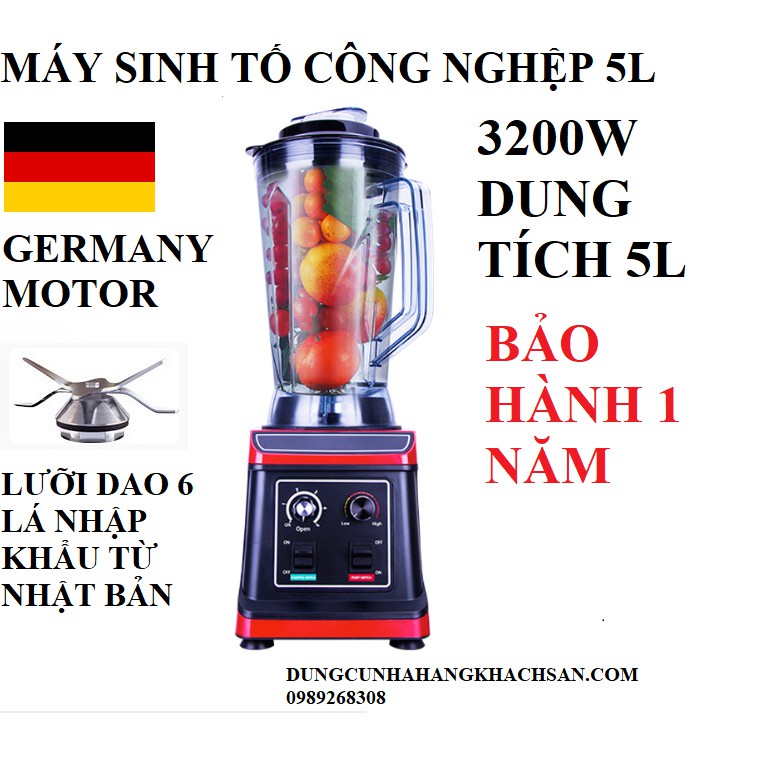 Máy xay sinh tố đá công nghiệp dung tích 5L 2800W-Cam kết động cơ đồng nguyên chất đủ vòng