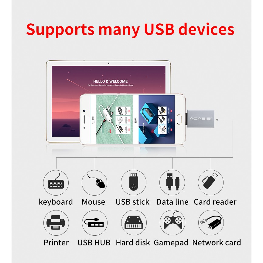 Đầu ChuyểN ACASIS OTG USB LoạI C Cho Android