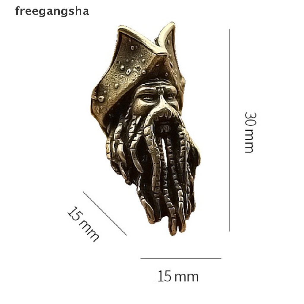 [FREG] Copper Octopus Beads Rope Pendant Brass Skull Paracord Beads Key Rings FDH