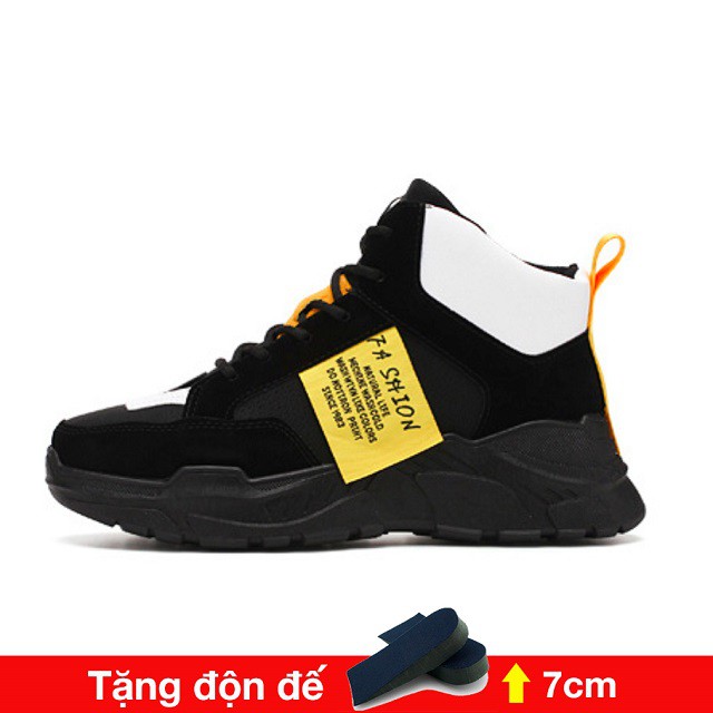 Giày sneaker nam cao cổtăng chiều caoUlzzangboy, Tăng 7cm chiều cao với 2 màu đế trắng và đế đen cá tính Hot 2019