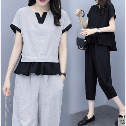 Bộ đồ nữ xuân hè áo cộc tay quần dài chất đũi cực nhẹ,mềm mát,thoải mái