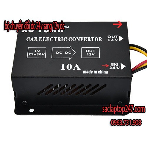 BỘ CHUYỂN ĐỔI NGUỒN TỪ 24V SANG 12V 10A CHO OTO