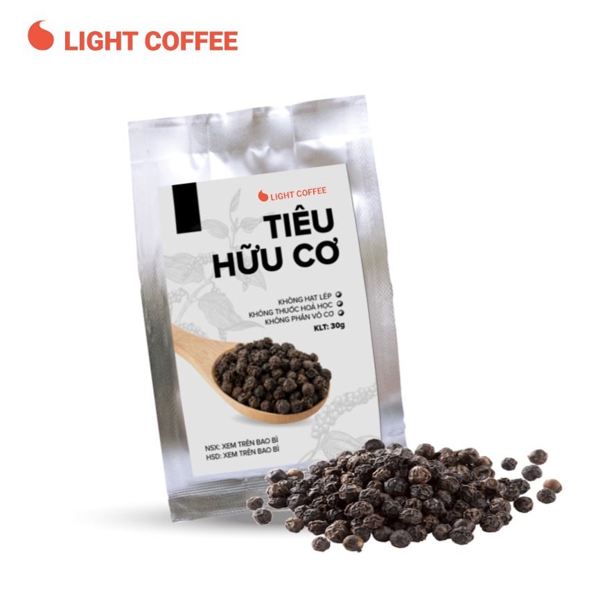 Tiêu hữu cơ từ nông trại Light Coffee, thơm, cay - Đóng gói 30g - 60g - 180g