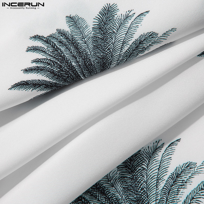 Áo sơ mi INCERUN tay dài in họa tiết phong cách xuân thu thời trang trẻ trung cho nam