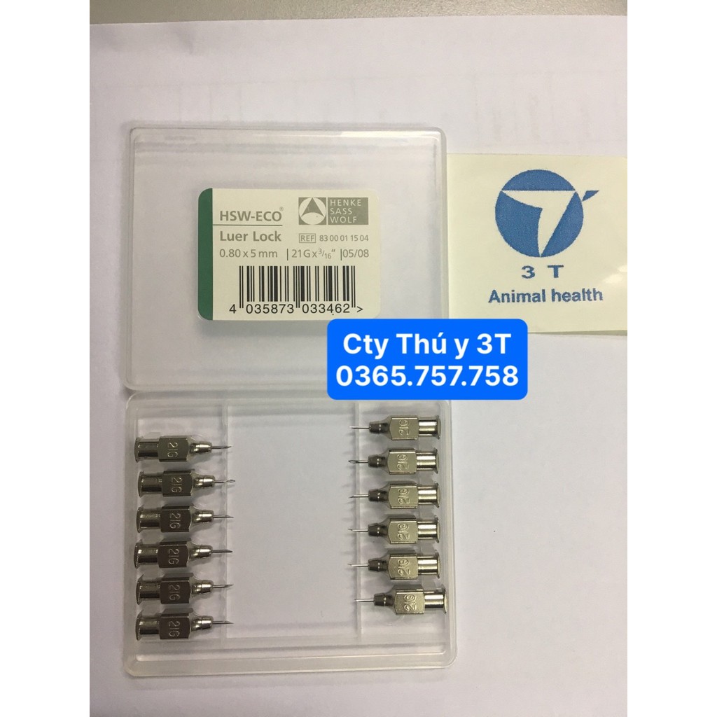 Vỉ 12 kim tiêm thú y - kim tiêm trâu bò, lợn, gà, vịt - hàng Hsw Eco Đức