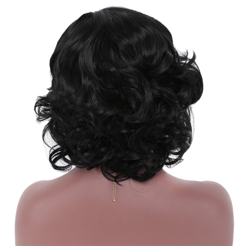 Women Full Wavy Wig Black Short Natural Kinky Curly Hair Synthetic Cosplay Party ☆BjFranchisemall