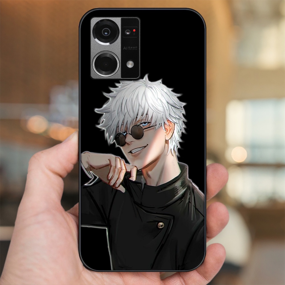 Ốp lưng Oppo Reno 7 4G viền đen in hình Satoru Jujutsu Kaisen