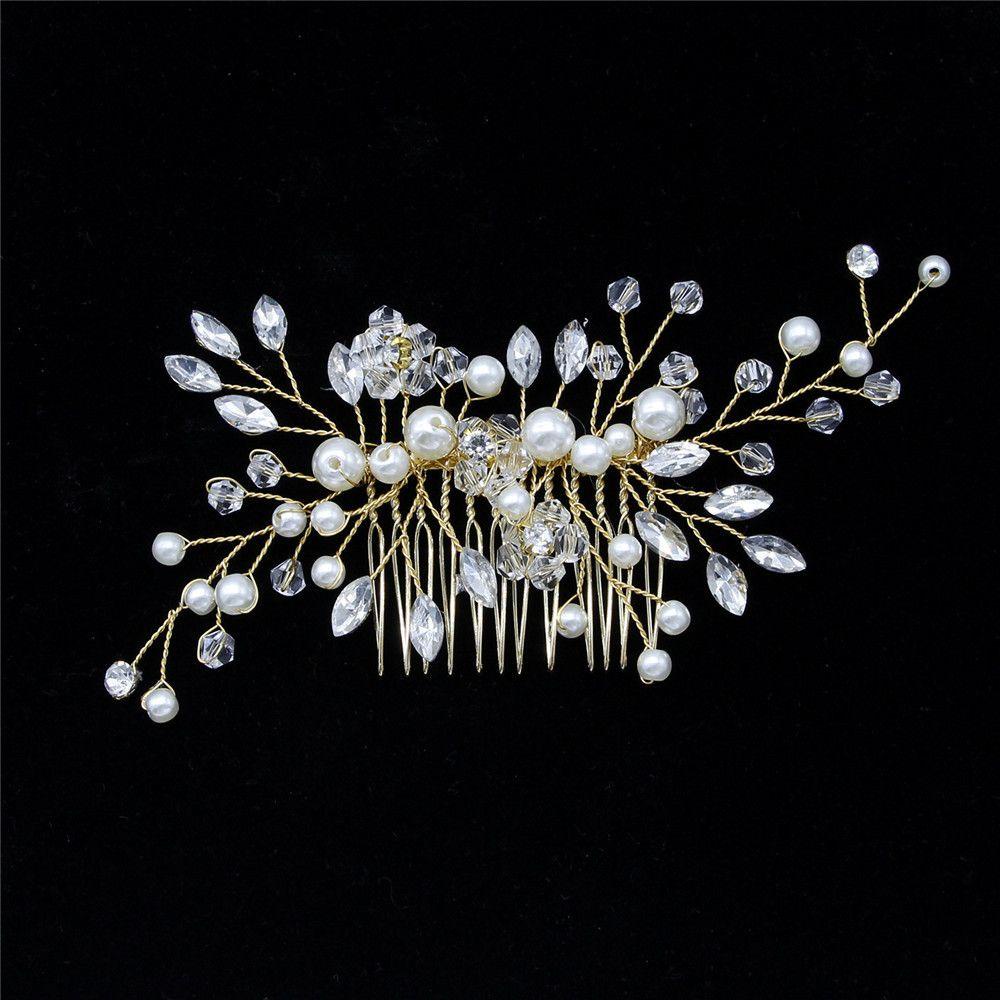 Lược Cài Tóc Cho Tiệc Cưới|Cài Tóc Cô Dâu Đính Hạt Giả Ngọc Trai