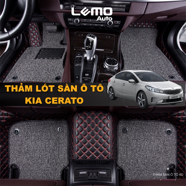 Lót sàn ô tô 5d, 6d Nano 2 chỉ Kia Cerato 2013 – 2018 2019-2023 kháng khuẩn, trải kín sàn xe