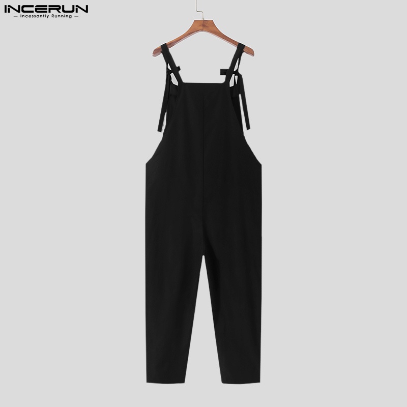 Bộ áo liền quần INCERUN hai dây màu trơn 3 màu thời trang dành cho nam