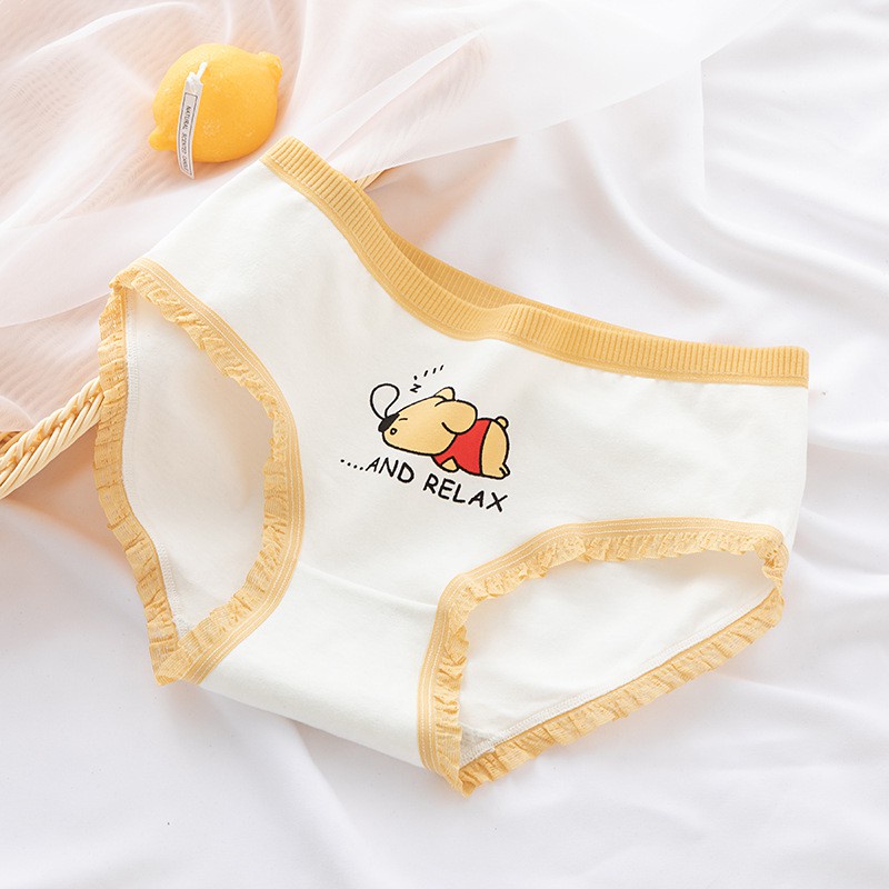 Quần Lót Gấu Vàng Cotton Không Đường May Kháng Khuẩn Thoáng Mát