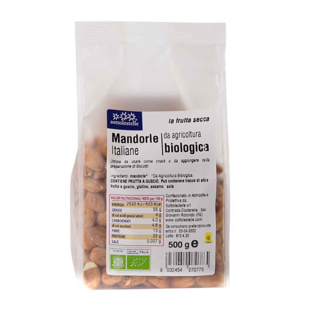 Hạt hạnh nhân hữu cơ cao cấp Sottolestelle Organic Almond