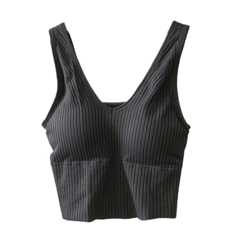Áo Croptop Sát Nách Dệt Kim Cổ Chữ V Có Mút Nâng Ngực Thời Trang Quyến Rũ Cho Nữ