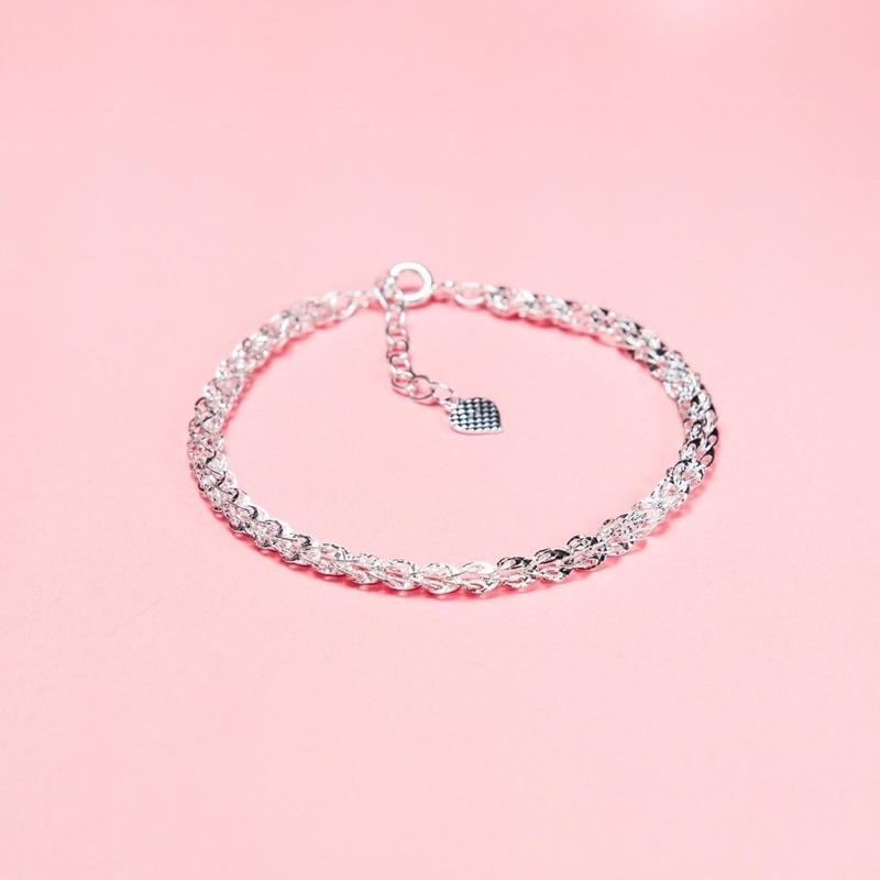 Lắc tay bạc nữ bạc thật DaLiA Jewelry lắc tay đuôi phụng xếp lá dày dặn