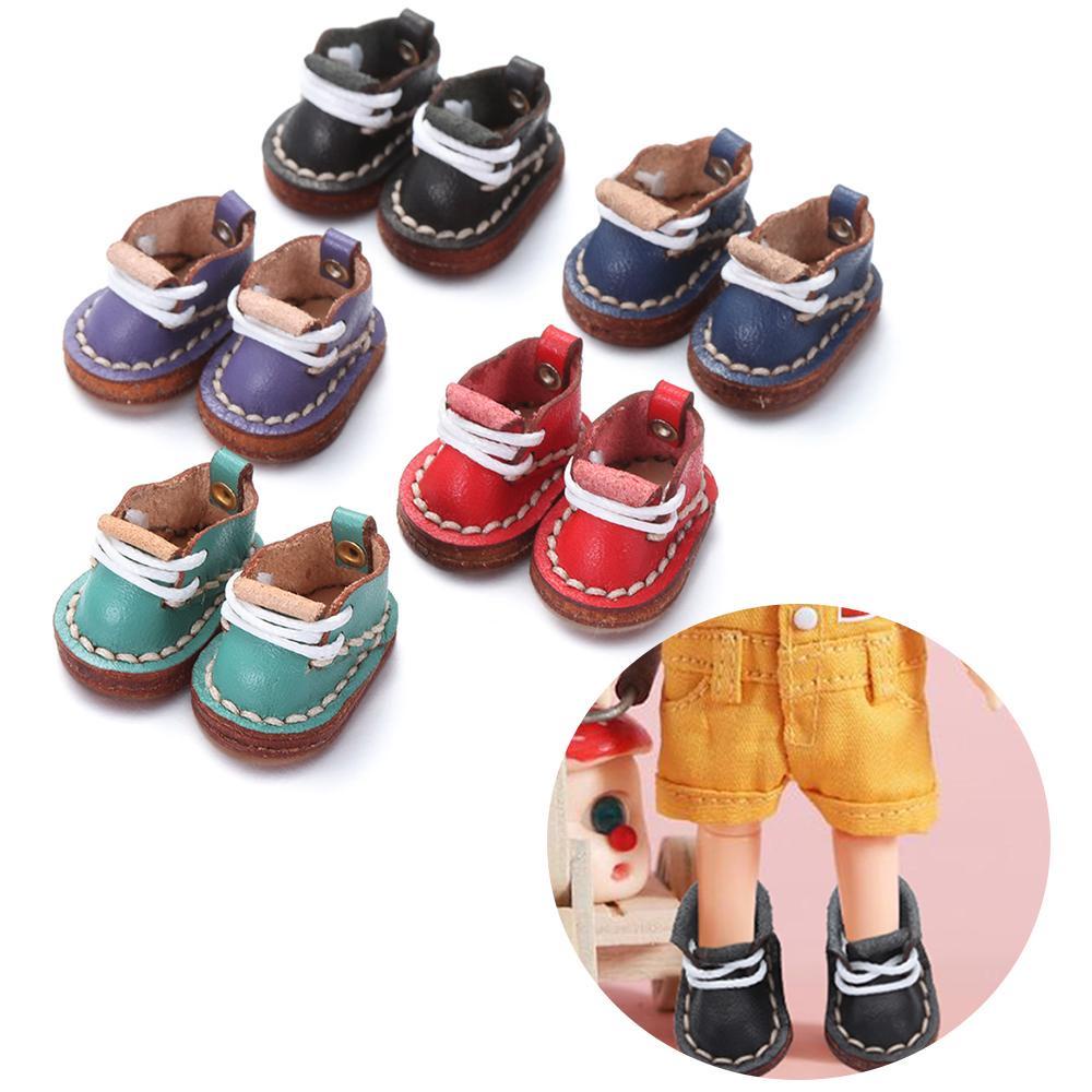 Giày Boot Da Bò Dễ Thương Cho Búp Bê 1 / 12BJD 1 / 11 OB11
