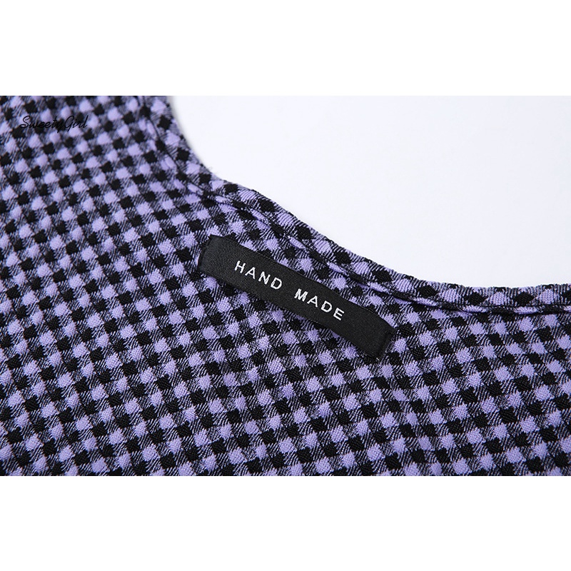 Áo Tank Top Hai Dây Rút Hở Lưng Họa Tiết Sọc Caro 2022 Thời Trang Cho Nữ