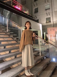 Chân váy maxi xếp li